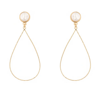Pearl Textured Post Earrings with Teardrop
