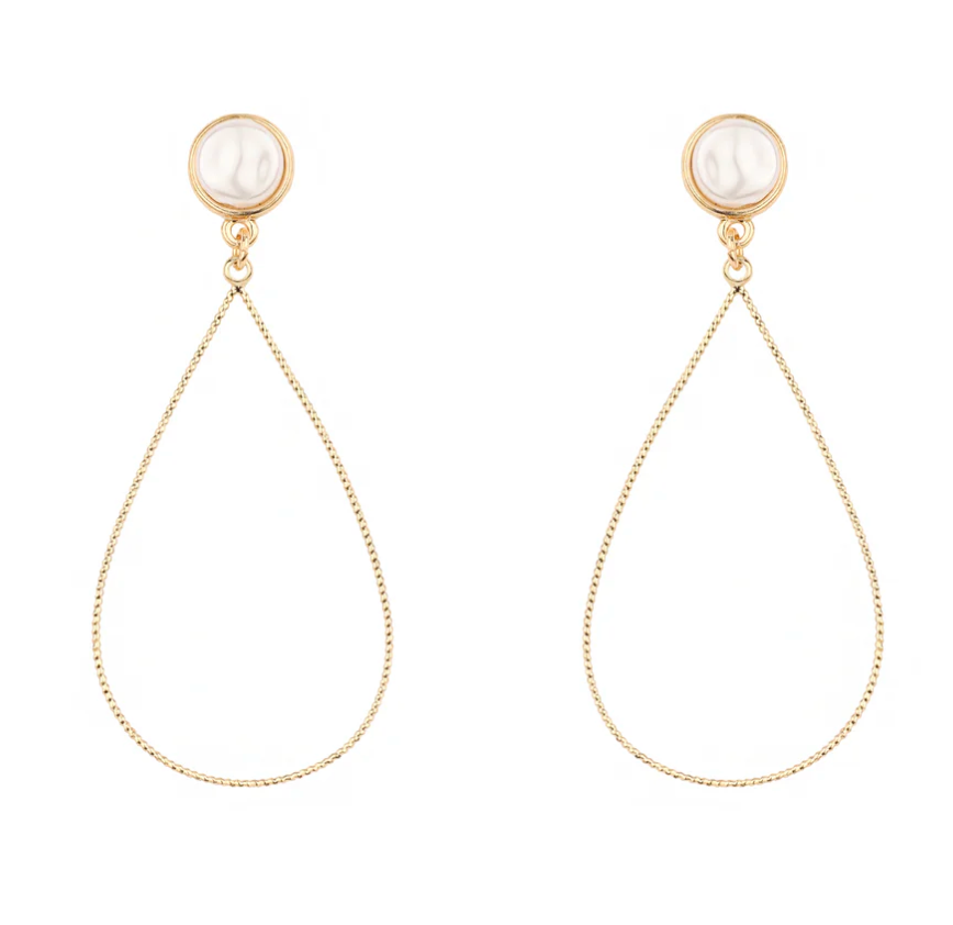 Pearl Textured Post Earrings with Teardrop