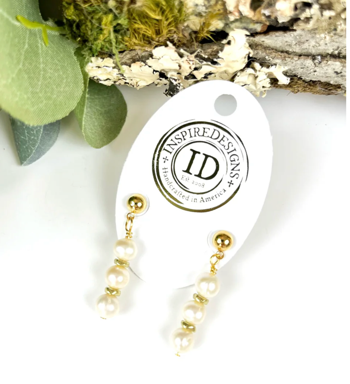 Elegant Pearl Post Earrings by Inspire Designs