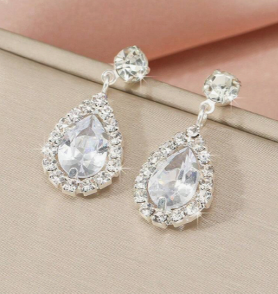 Rhinestone Teardrop Dangle Earrings