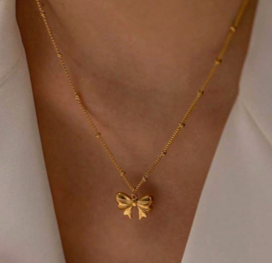 Simple Gold Bowknot Necklace