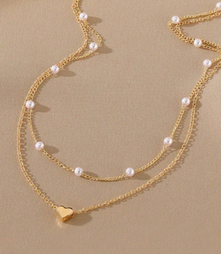 Heart-Shaped Pearl Pendant Necklace Set