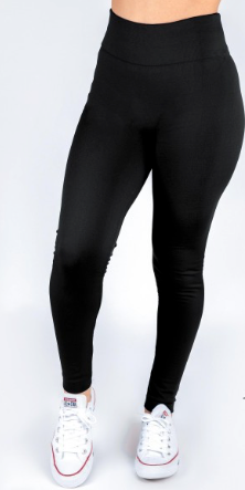 Curvy Solid Black Seamless Fleece Lined Leggings