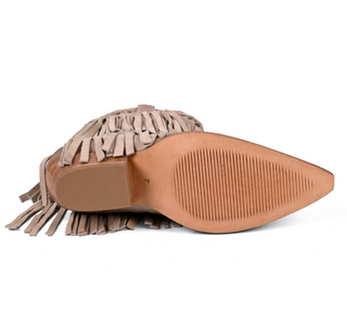 Roan "Setup" Western Fringe Boot in Bone Suede