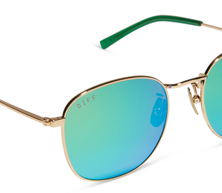 DIFF EYEWEAR AXEL GOLD + GREEN MIRROR