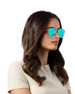 DIFF EYEWEAR AXEL GOLD + GREEN MIRROR