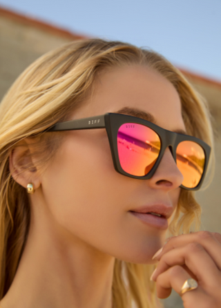 DIFF EYEWEAR AVRIL - MATTE BLACK + SUNSET MIRROR