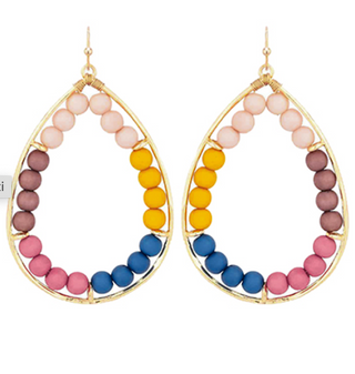 Beaded Layer Teardrop Earrings (5 Colors)