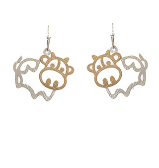 Metal Cow Frame Earrings