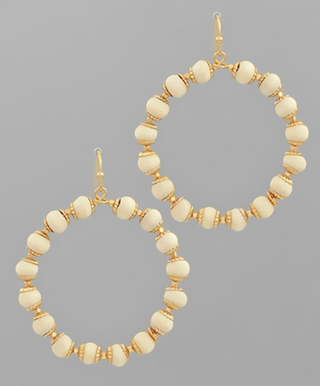 Wood Beads Circle Earrings (4 Colors)