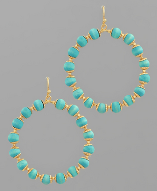 Wood Beads Circle Earrings (4 Colors)