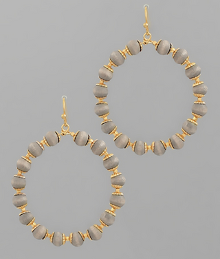 Wood Beads Circle Earrings (4 Colors)