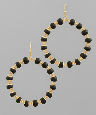 Wood Beads Circle Earrings (4 Colors)