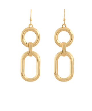 Circle & Oval Linked Drop Earrings (2 Colors)