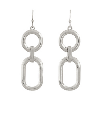 Circle & Oval Linked Drop Earrings (2 Colors)
