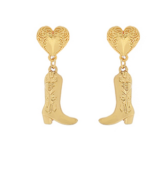 Western Boots & Heart Drop Earrings