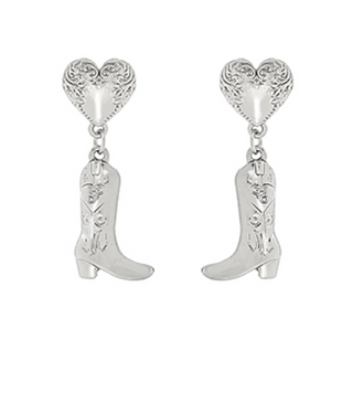 Western Boots & Heart Drop Earrings