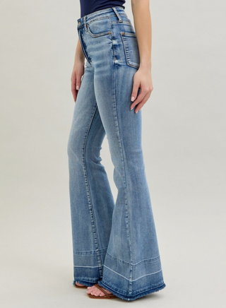JUDY BLUE HIGH WAIST TUMMY CONTROL RELEASE HEM FLARE