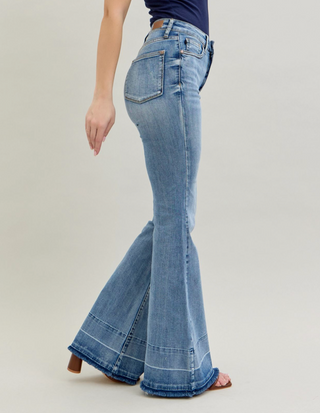 JUDY BLUE HIGH WAIST TUMMY CONTROL RELEASE HEM FLARE
