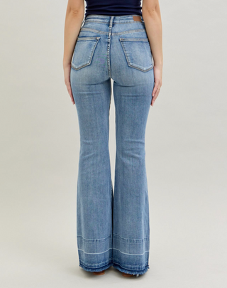 JUDY BLUE HIGH WAIST TUMMY CONTROL RELEASE HEM FLARE