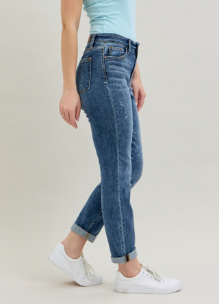 Judy Blue HR Bleach Splash Boyfriend Jean