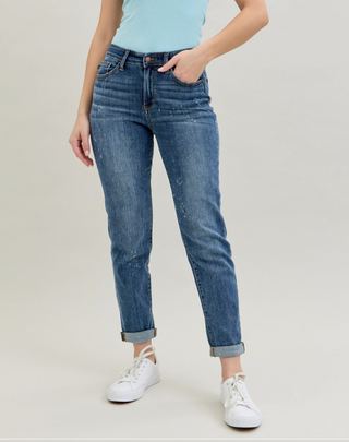 Judy Blue HR Bleach Splash Boyfriend Jean