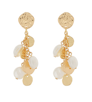 Hammered Disk & Pearl Earrings