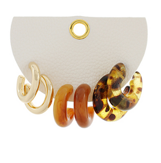 Brown/Gold Metal & Acrylic Marble Hoop Set
