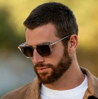 Connor in Crystal Ice Grey/Brown Gradient Polarized Sunglasses