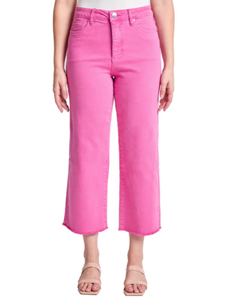 CHLOE PINK ROUGE HIGH RISE CROPPED WIDE LEG JEANS