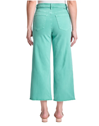 CHLOE ISLAND GREEN HIGH RISE CROPPED WIDE LEG JEANS