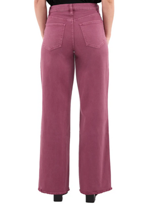CHLOE MAGENTA HIGH RISE FRAYED WIDE LEG PANTS