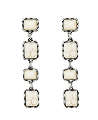 Western Linear Square Stone Earrings (2 Colors)