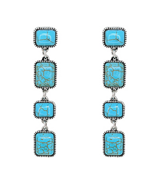Western Linear Square Stone Earrings (2 Colors)