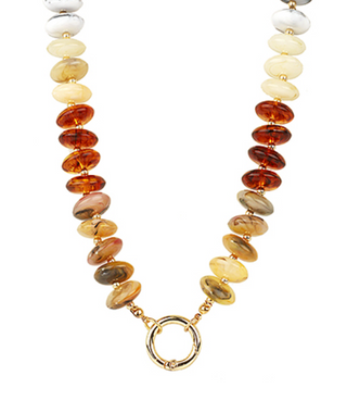 Rondelle Shape Marble Stone Necklace (6 Color)