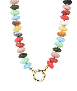 Rondelle Shape Marble Stone Necklace (6 Color)