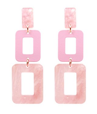Glitter Square Acetate Earrings (3 Colors)