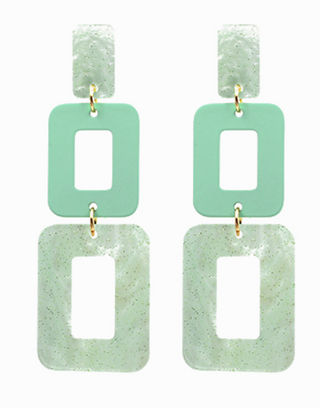 Glitter Square Acetate Earrings (3 Colors)
