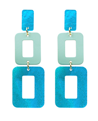 Glitter Square Acetate Earrings (3 Colors)