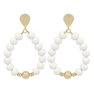 Stain Ball Accent & Clay Ball Bead Earrings (2 Colors)