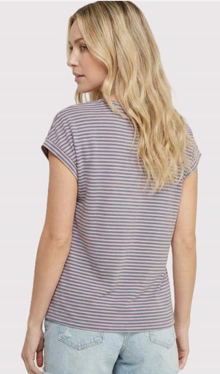 SC Orange/Royal Striped V-Neck Knit Top