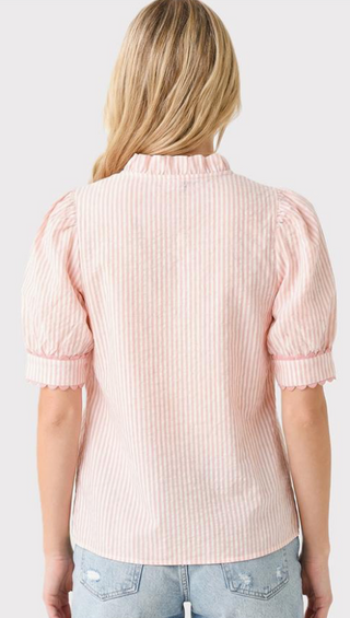 Peach Seersucker Pinstriped Top FINAL SALE