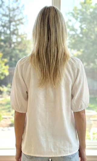 White Split-Neck Linen Top