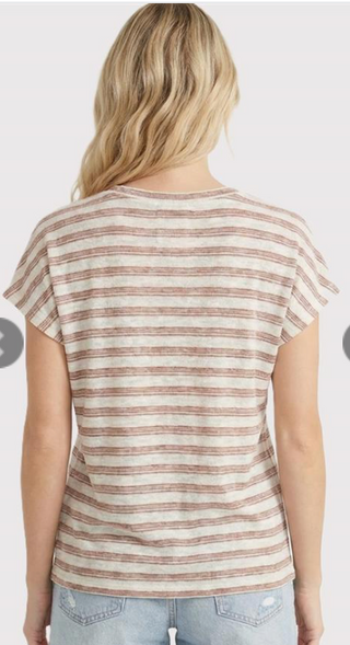Ivory/Copper Crew Neck Top w/ Chest Pocket