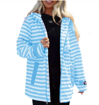LULU MAC HOODED RAINCOAT DARBY BLUE/WHITE STRIPE