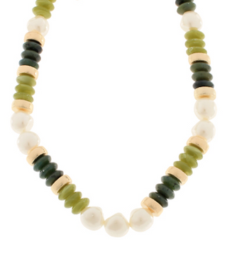 Pearl & Rondelle Shape Beads Necklace (2 Colors)