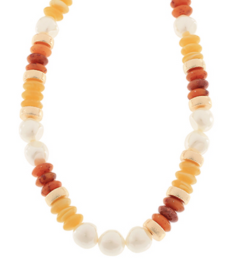 Pearl & Rondelle Shape Beads Necklace (2 Colors)