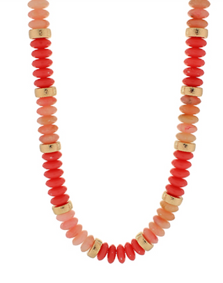 Rondelle & Metal Beads Necklace (6 Colors)