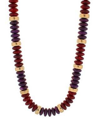 Rondelle & Metal Beads Necklace (6 Colors)