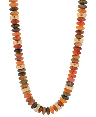 Rondelle & Metal Beads Necklace (6 Colors)
